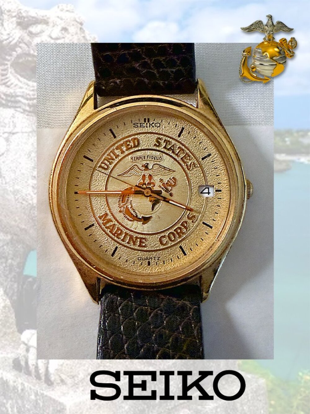 Vintage Seiko Women's United States Marine Corps Quartz Watch – Gold Tone